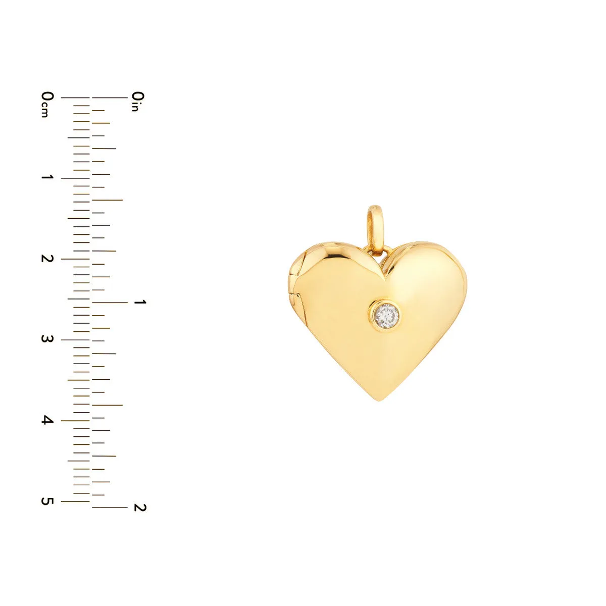 Diamond Puff Heart Locket (1/10tcw) - 14K Yellow Gold - 3mm - by Dazyle