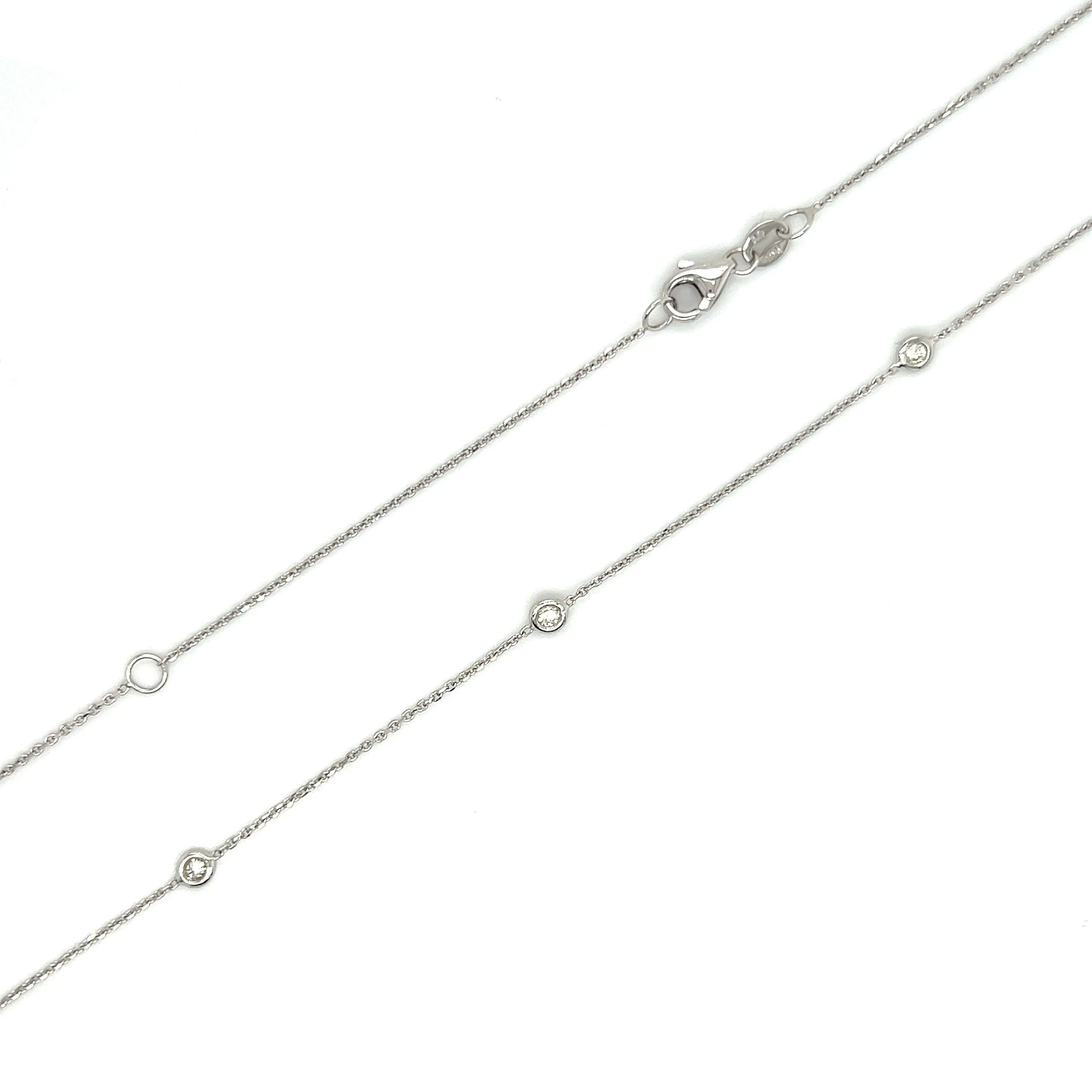 Diamond Station Necklace with 0.25ctw of Diamonds in 14K White Gold