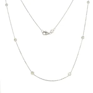 Diamond Station Necklace with 0.25ctw of Diamonds in 14K White Gold