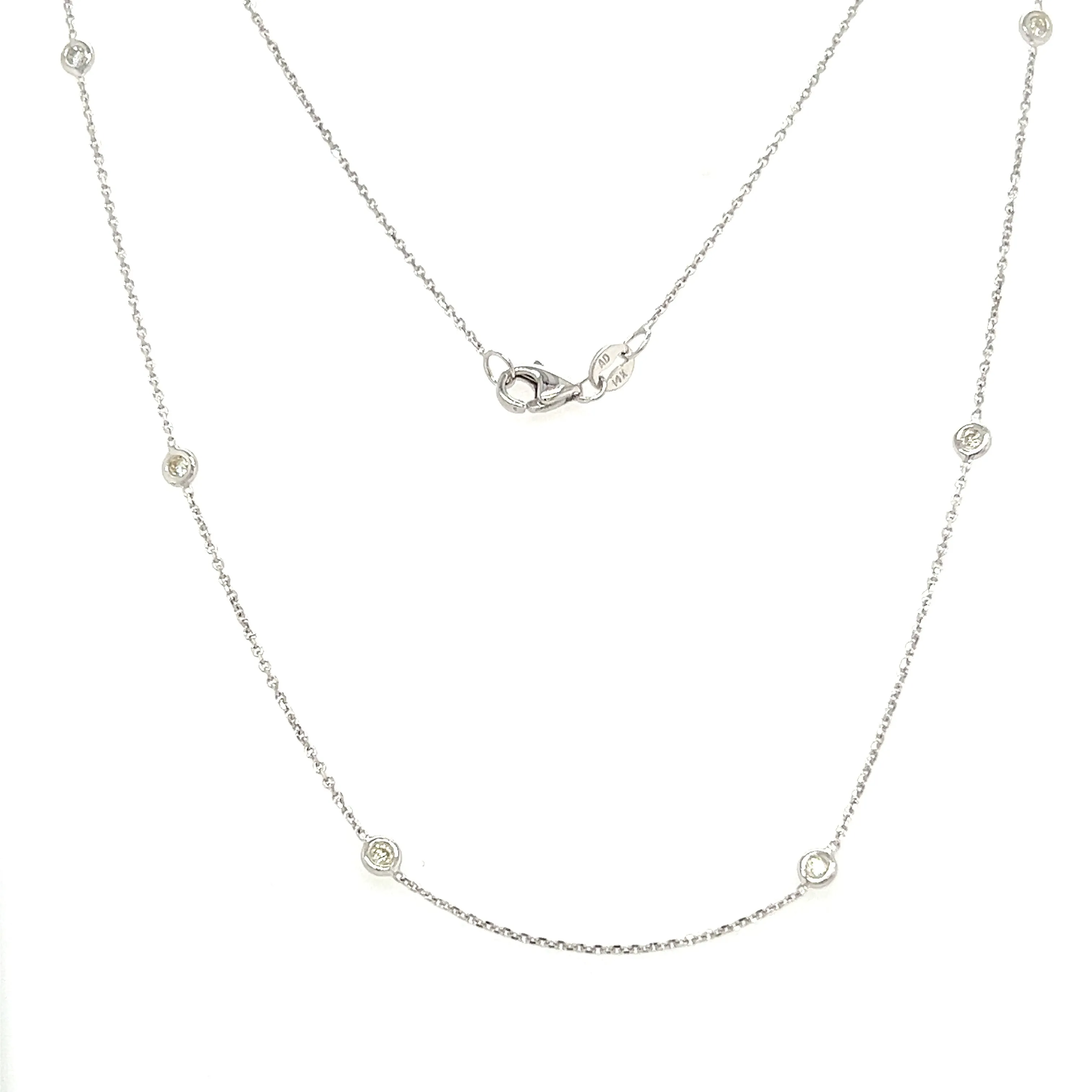 Diamond Station Necklace with 0.25ctw of Diamonds in 14K White Gold