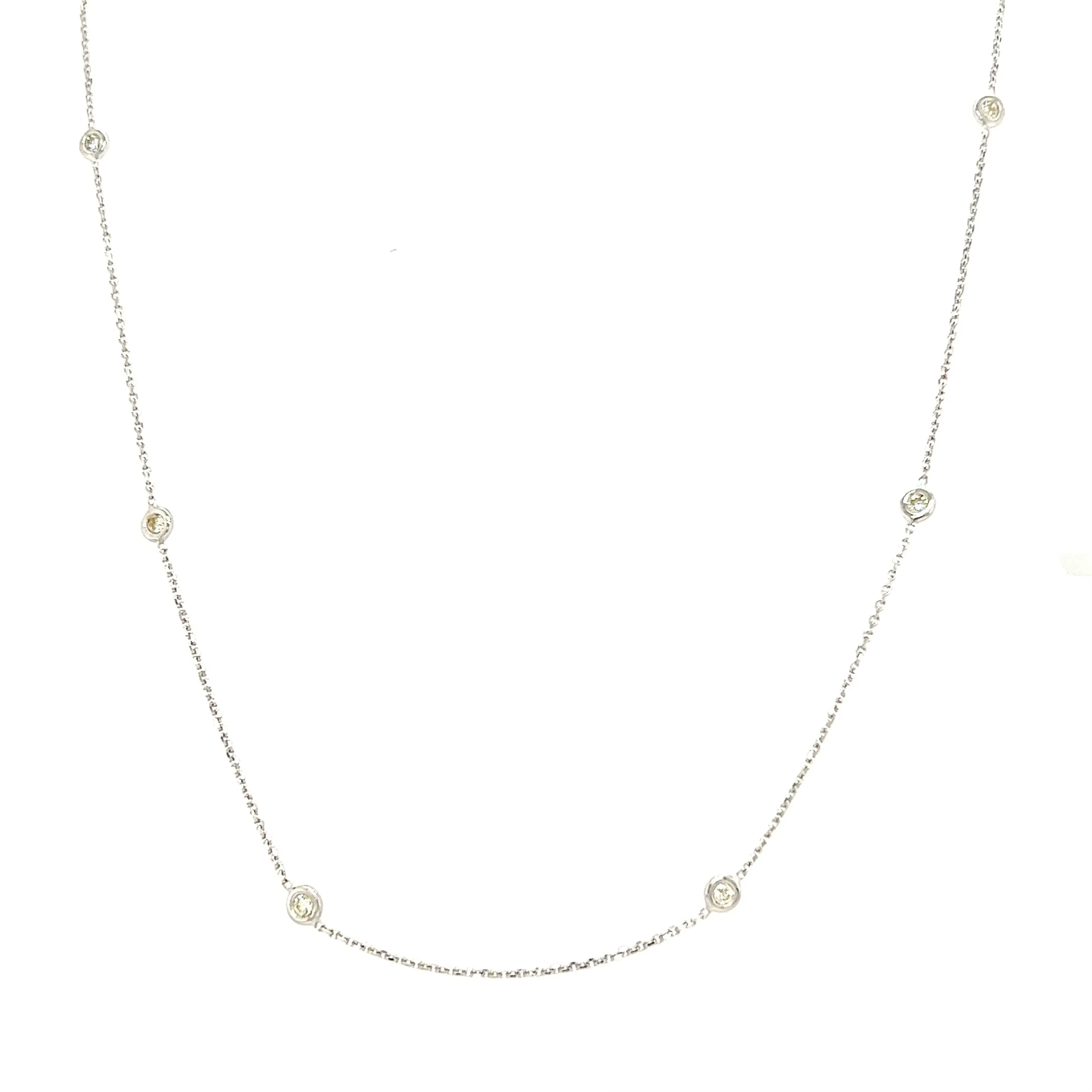 Diamond Station Necklace with 0.25ctw of Diamonds in 14K White Gold