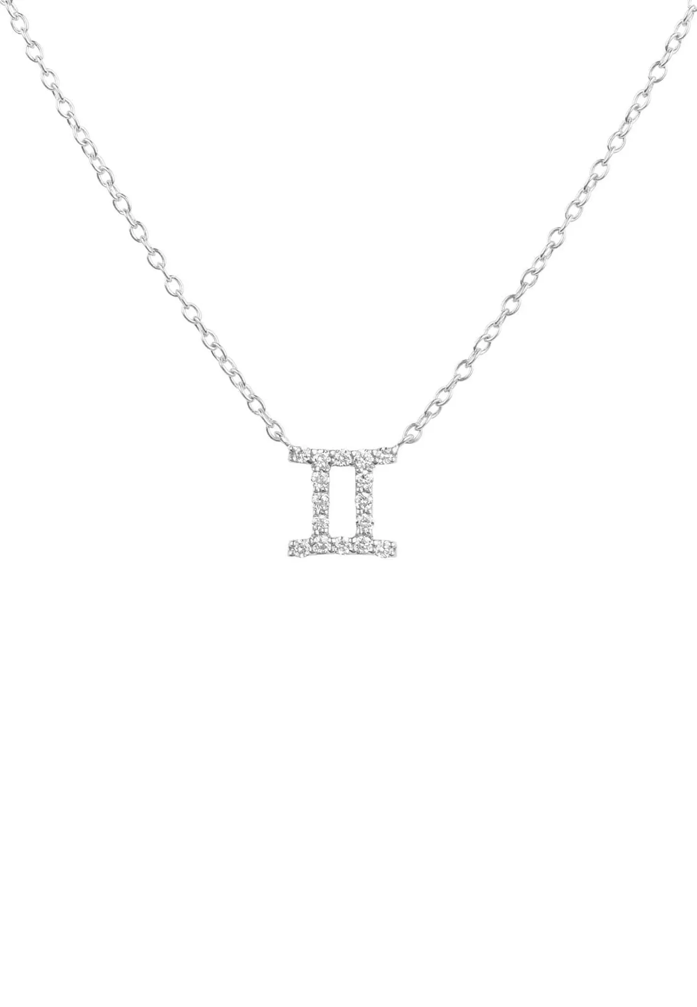 Diamond Zodiac Silver Necklace Gemini