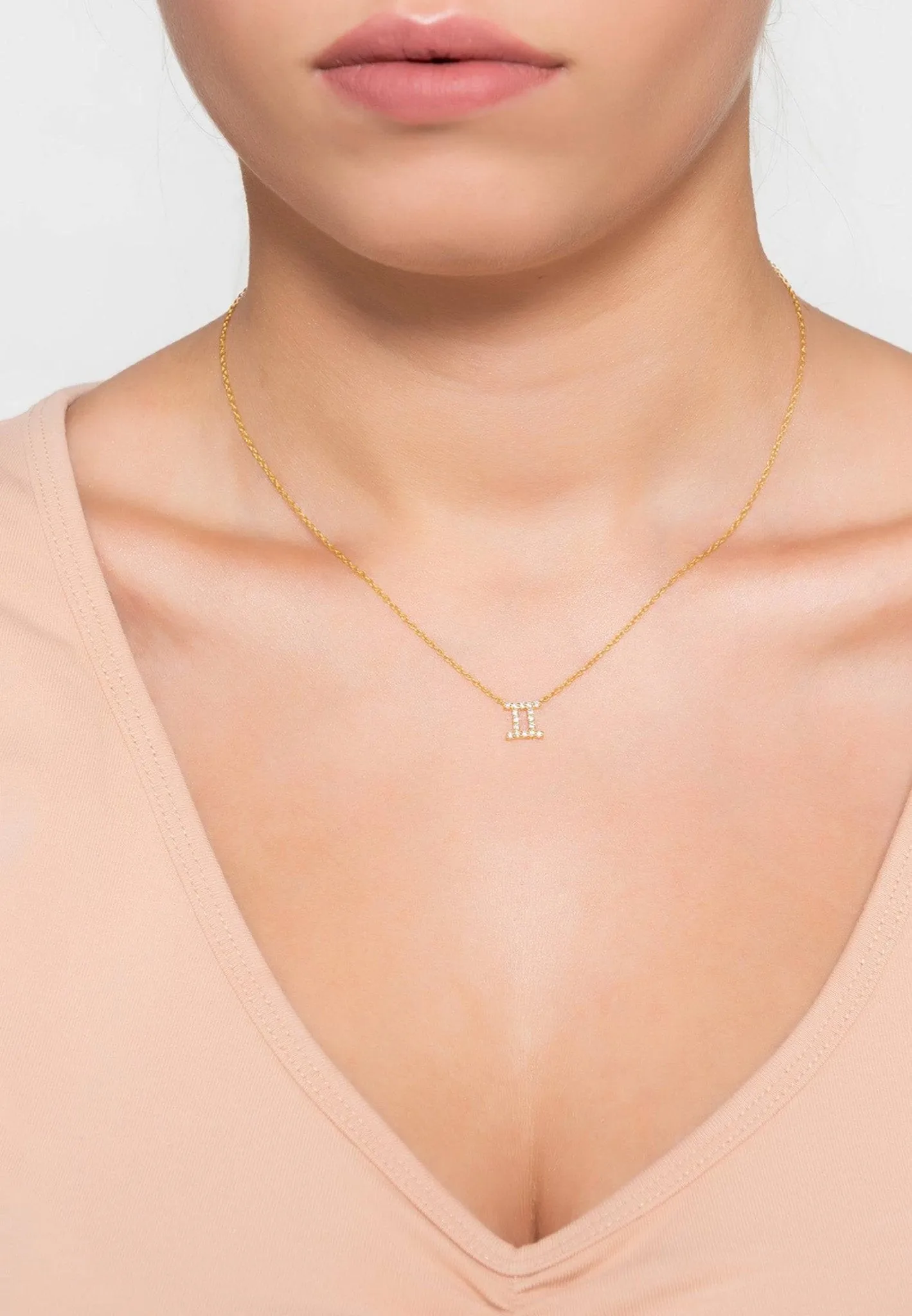 Diamond Zodiac Silver Necklace Gemini