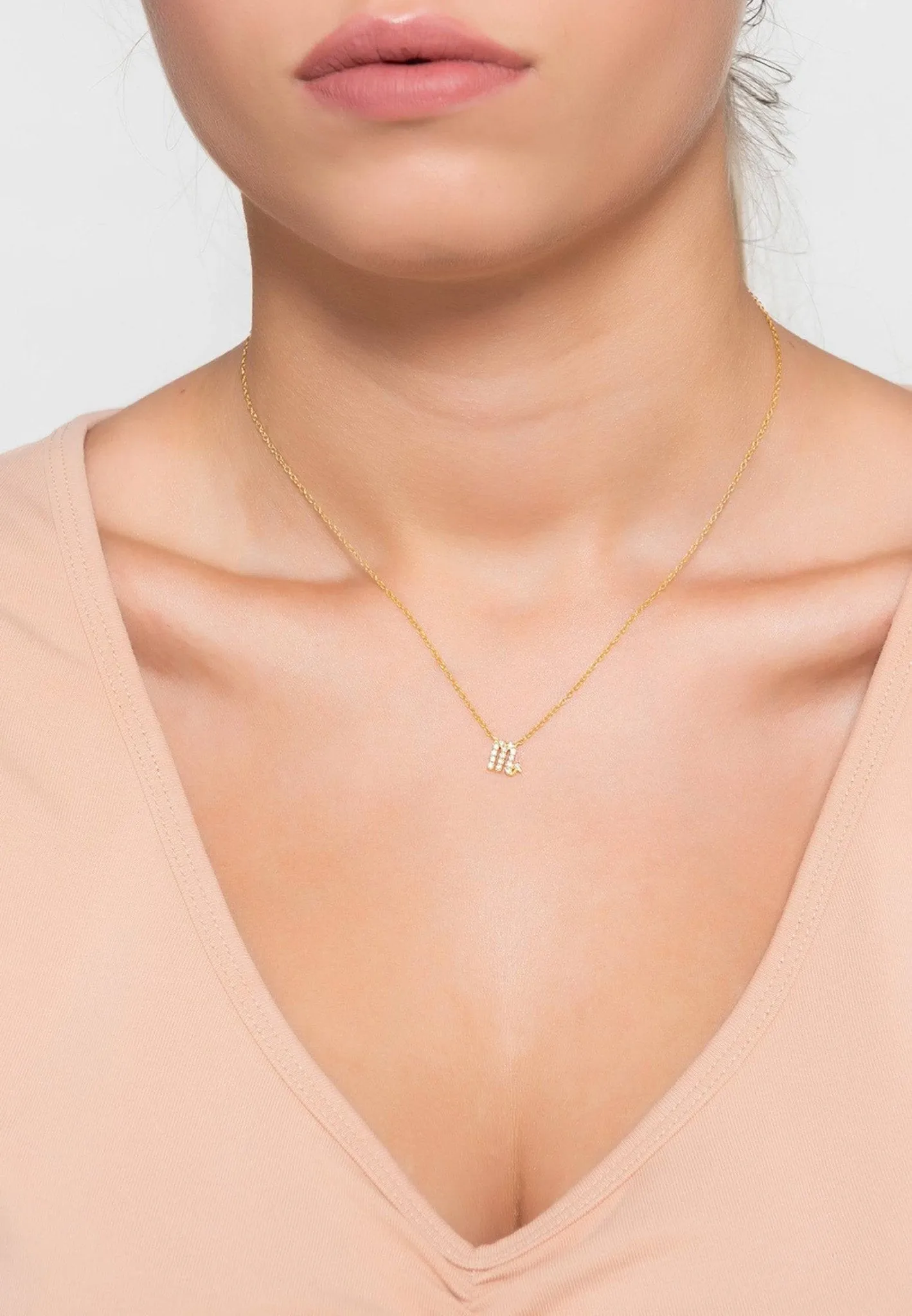 Diamond Zodiac Silver Necklace Scorpio
