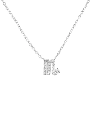 Diamond Zodiac Silver Necklace Scorpio