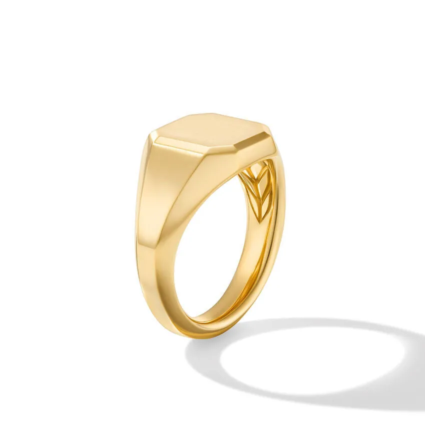 DY Gents Streamline Signet Ring in 18K Yellow Gold, 14mm