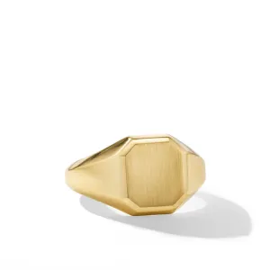 DY Gents Streamline Signet Ring in 18K Yellow Gold, 14mm