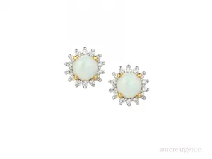 Elegant Opal Cluster Earrings