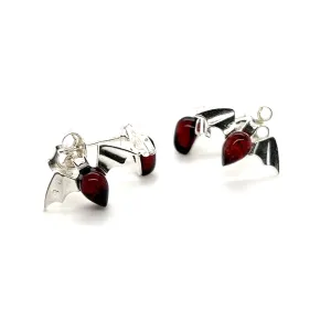 Enchanting Baltic Amber Bat Stud Earrings