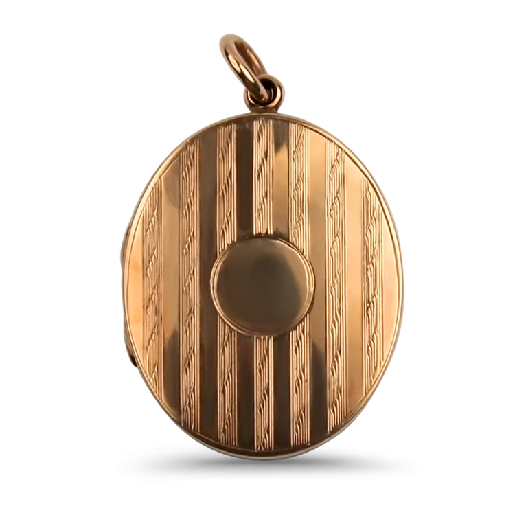 Estate Antique 9K Yellow Gold Oval Locket Pendant