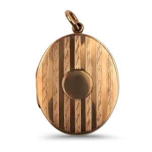 Estate Antique 9K Yellow Gold Oval Locket Pendant