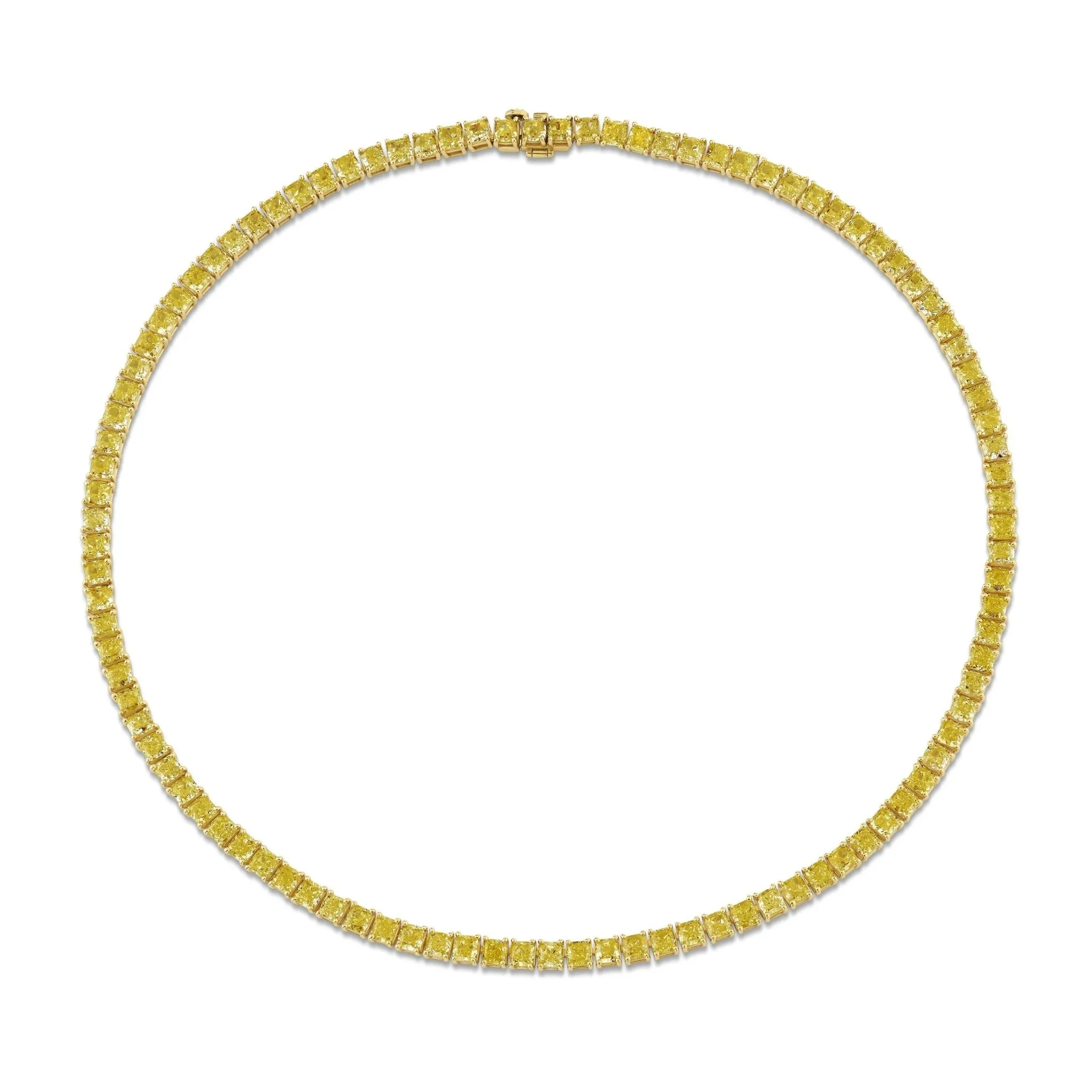 Fancy Intense Yellow Cushion Shape Diamond Necklace