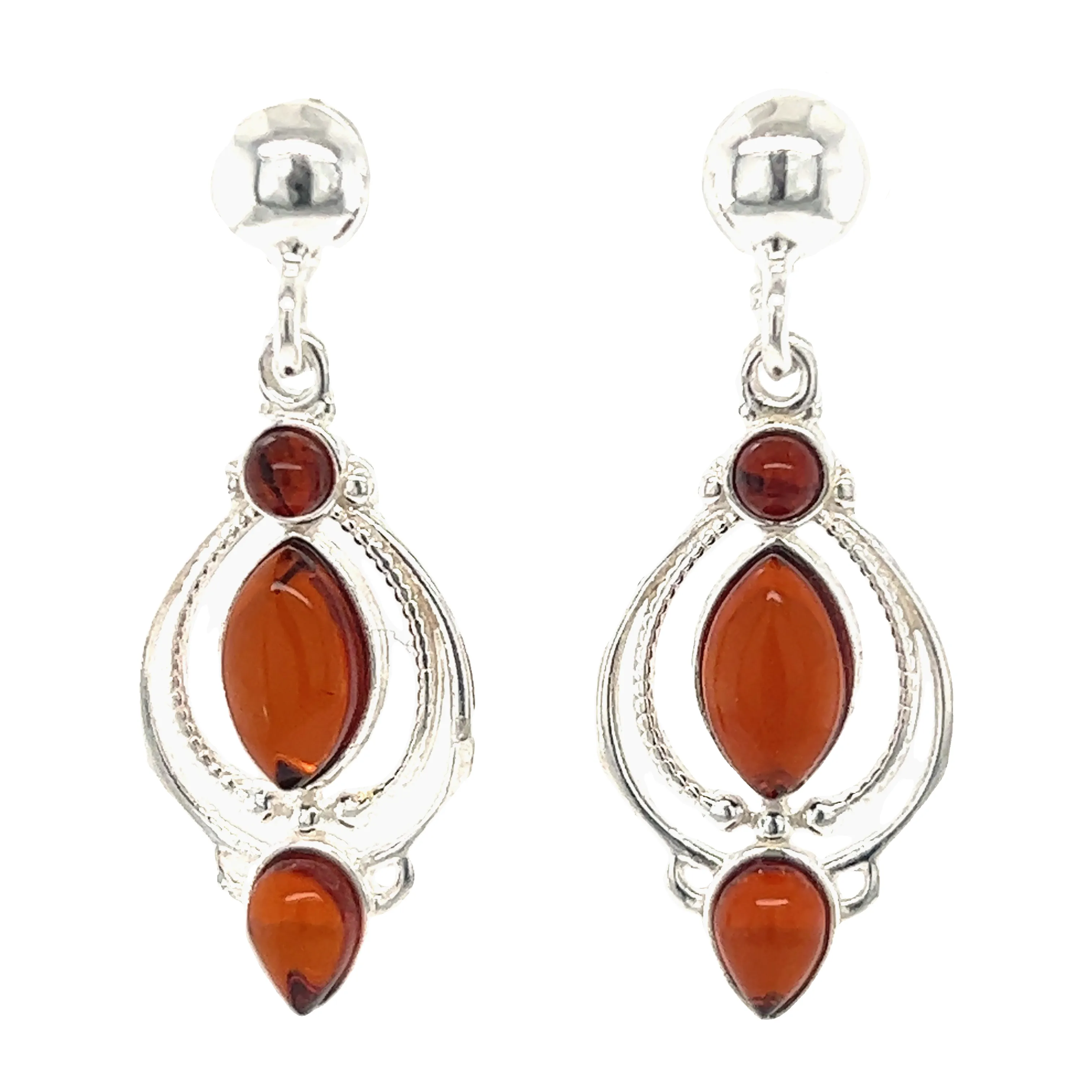 Fancy Marquise Shaped Baltic Amber Earrings