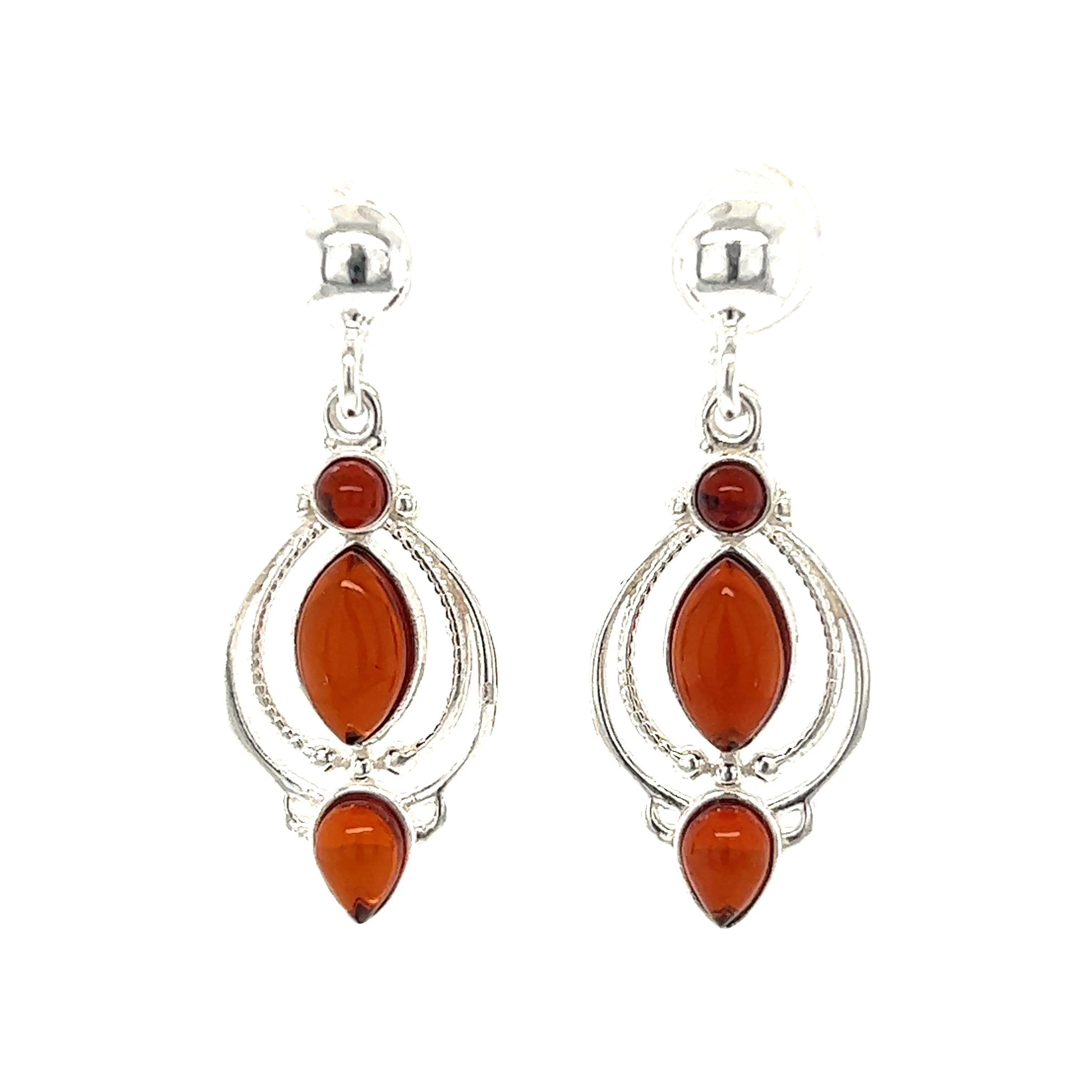 Fancy Marquise Shaped Baltic Amber Earrings