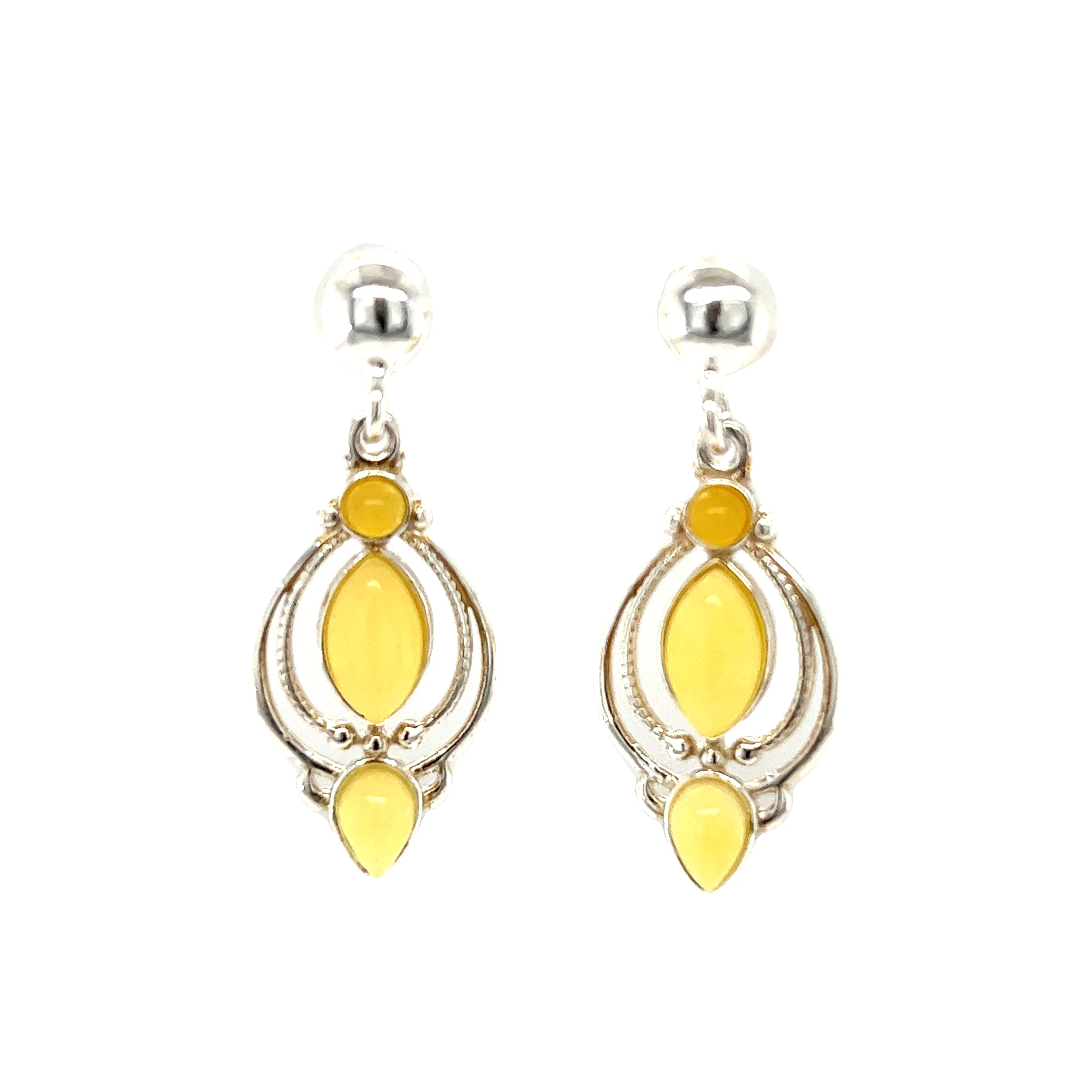 Fancy Marquise Shaped Baltic Amber Earrings