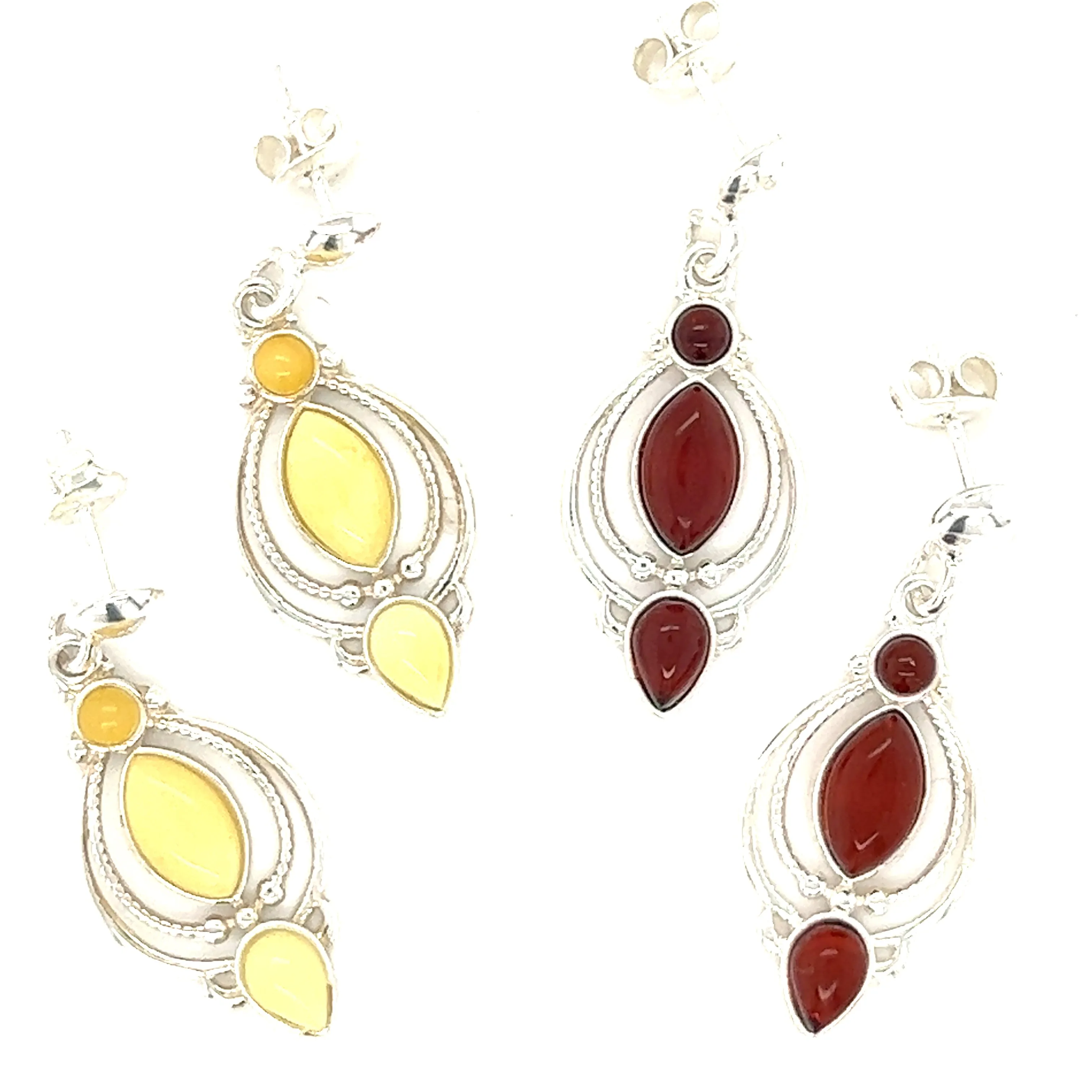 Fancy Marquise Shaped Baltic Amber Earrings