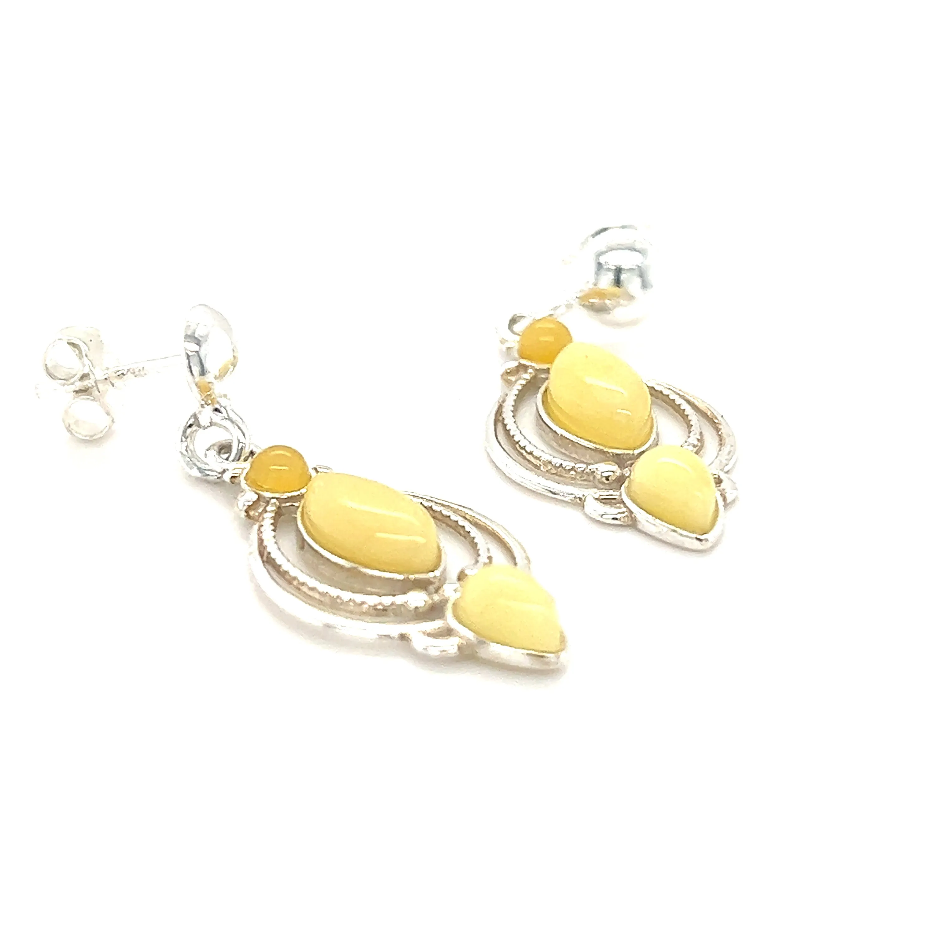 Fancy Marquise Shaped Baltic Amber Earrings