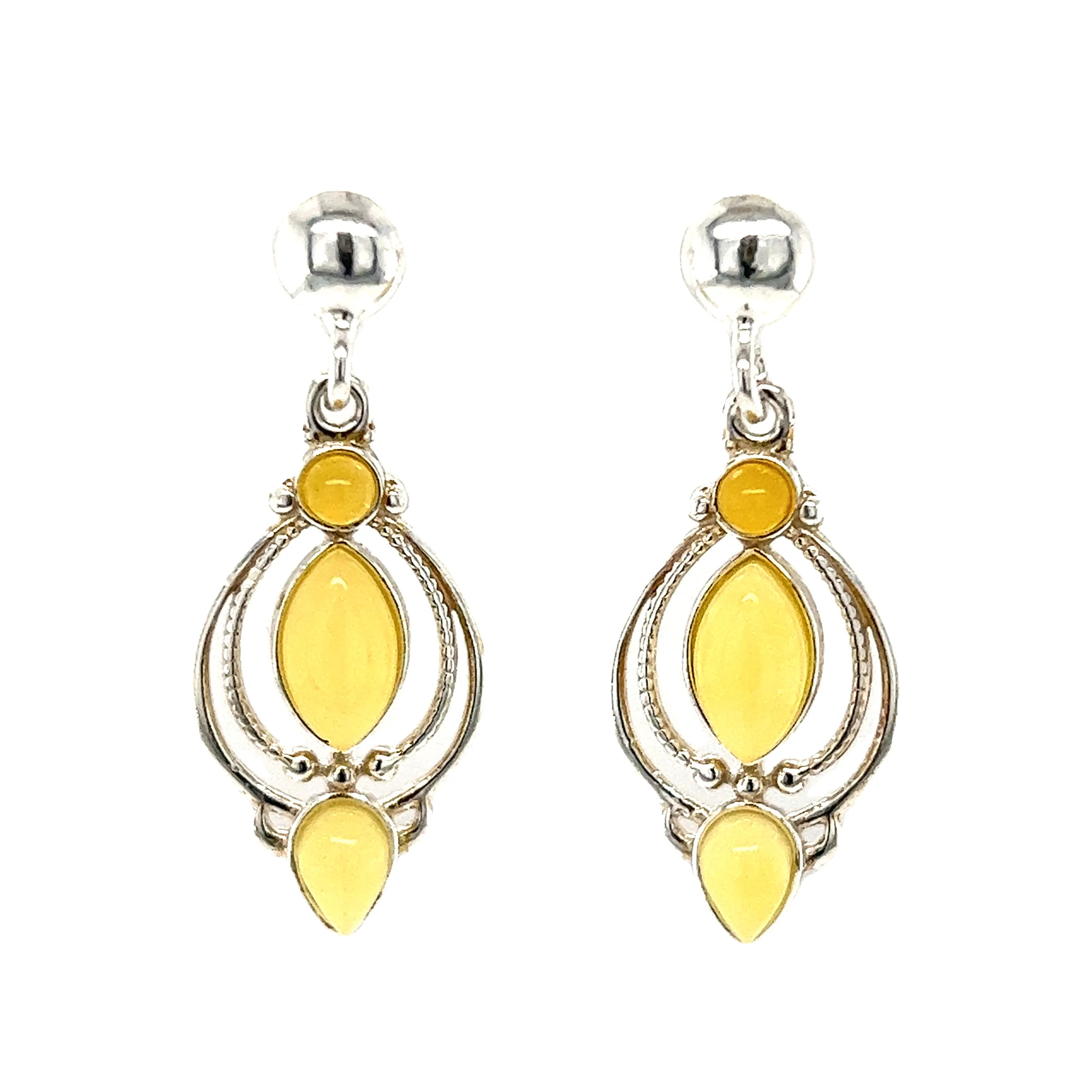 Fancy Marquise Shaped Baltic Amber Earrings