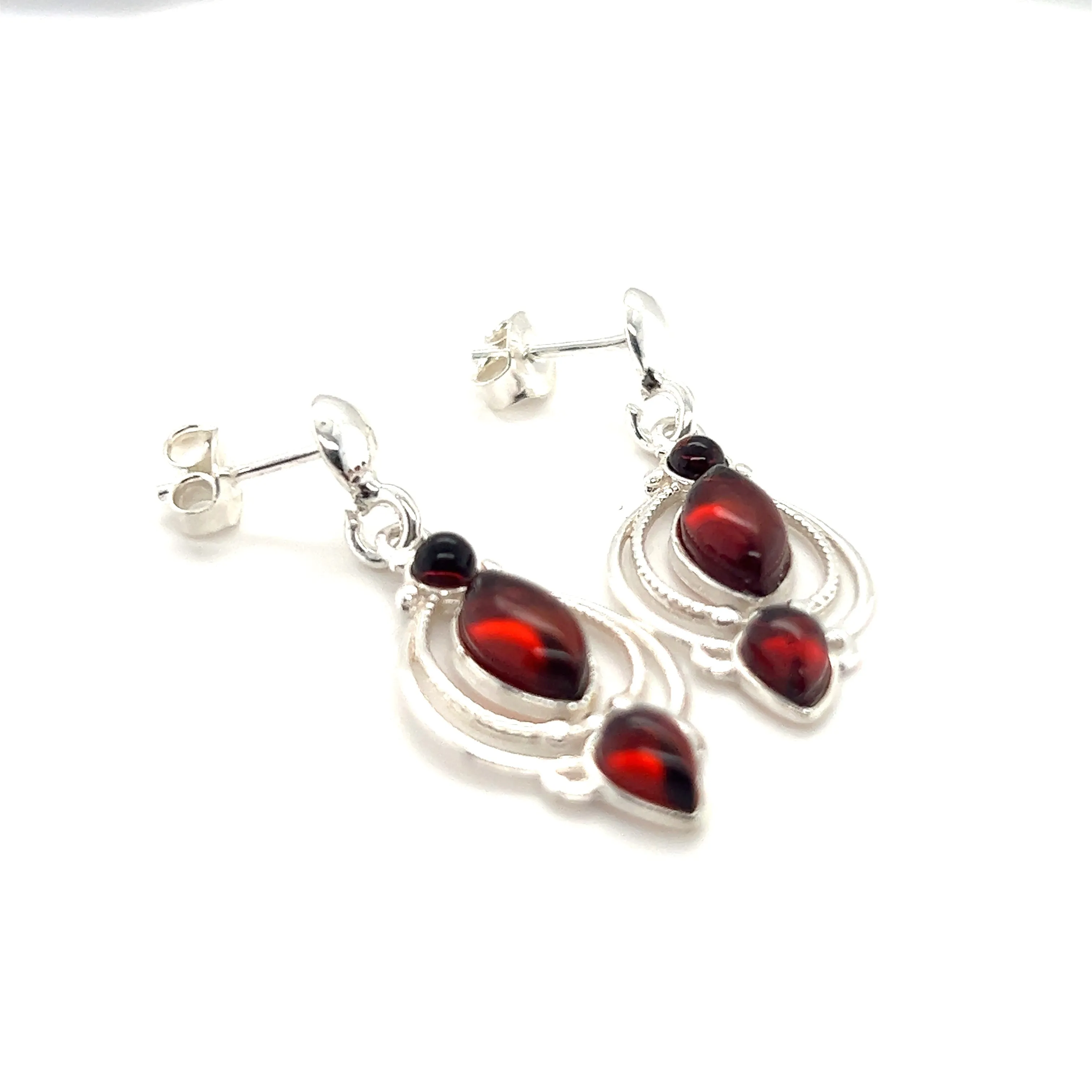 Fancy Marquise Shaped Baltic Amber Earrings