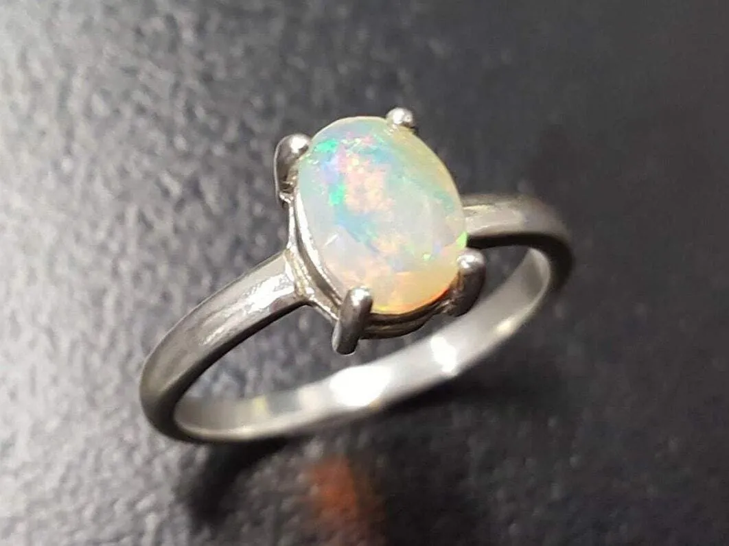 Fire Opal Ring - October Birthstone Ring - Opal Promise Ring