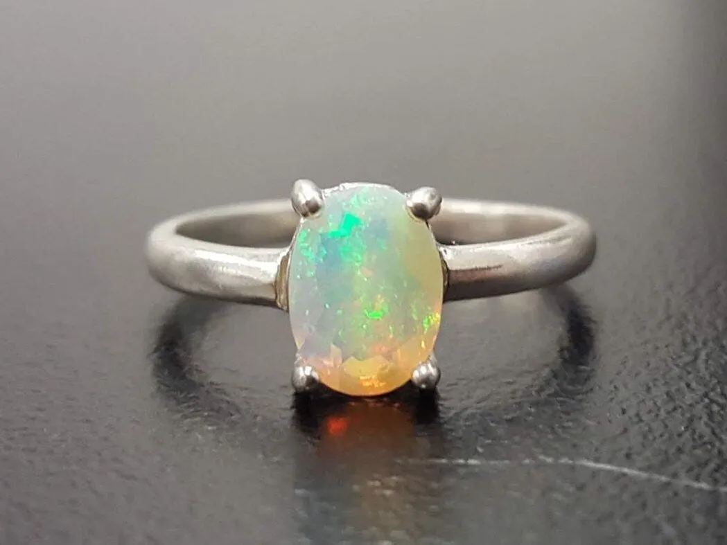 Fire Opal Ring - October Birthstone Ring - Opal Promise Ring