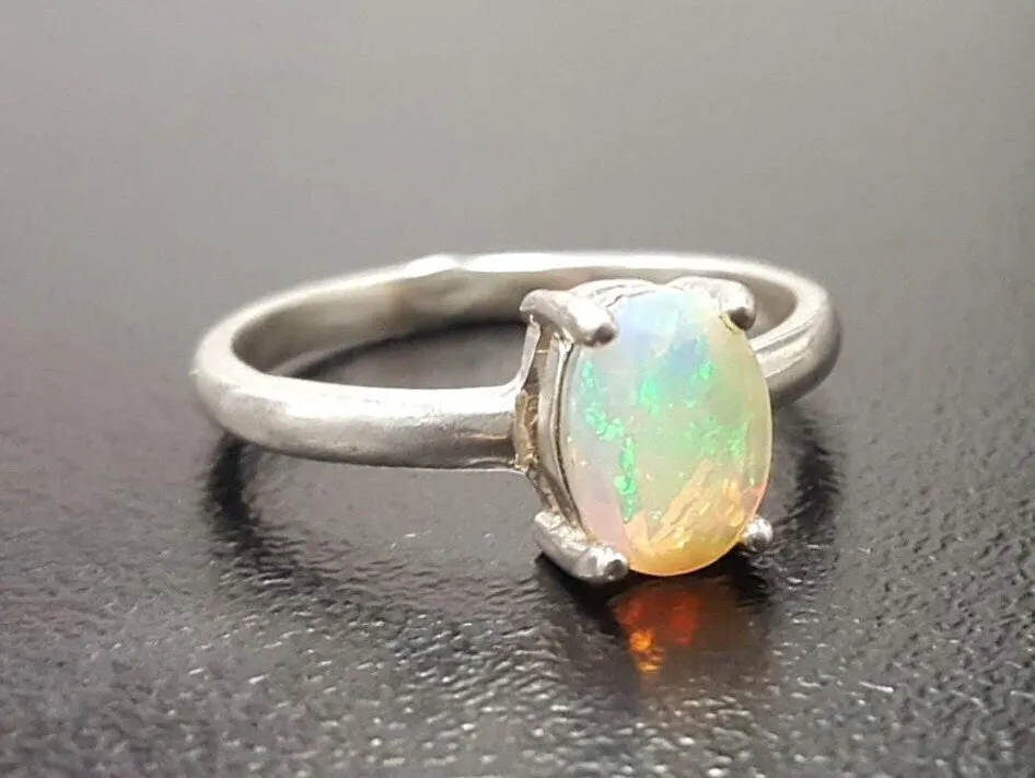 Fire Opal Ring - October Birthstone Ring - Opal Promise Ring