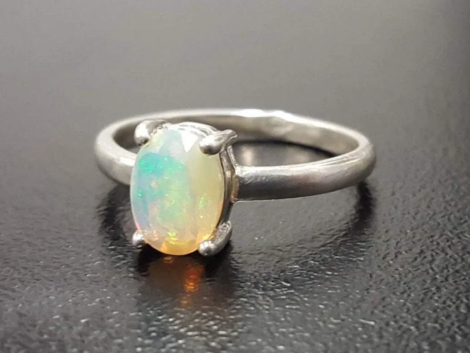Fire Opal Ring - October Birthstone Ring - Opal Promise Ring