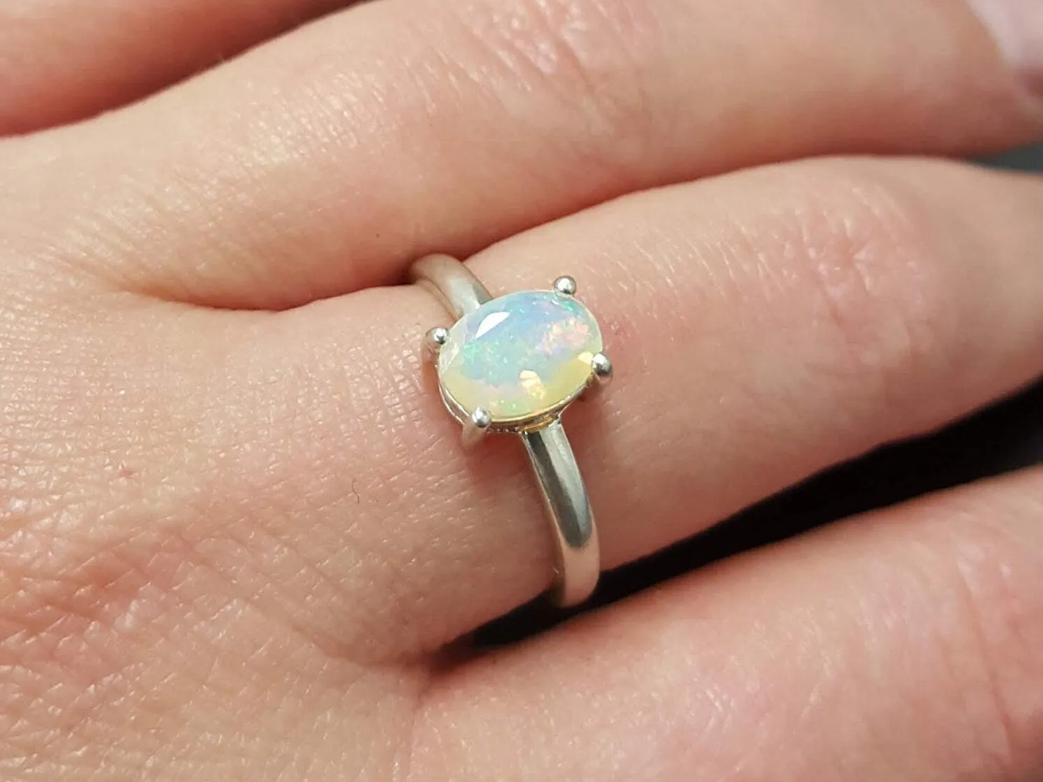 Fire Opal Ring - October Birthstone Ring - Opal Promise Ring
