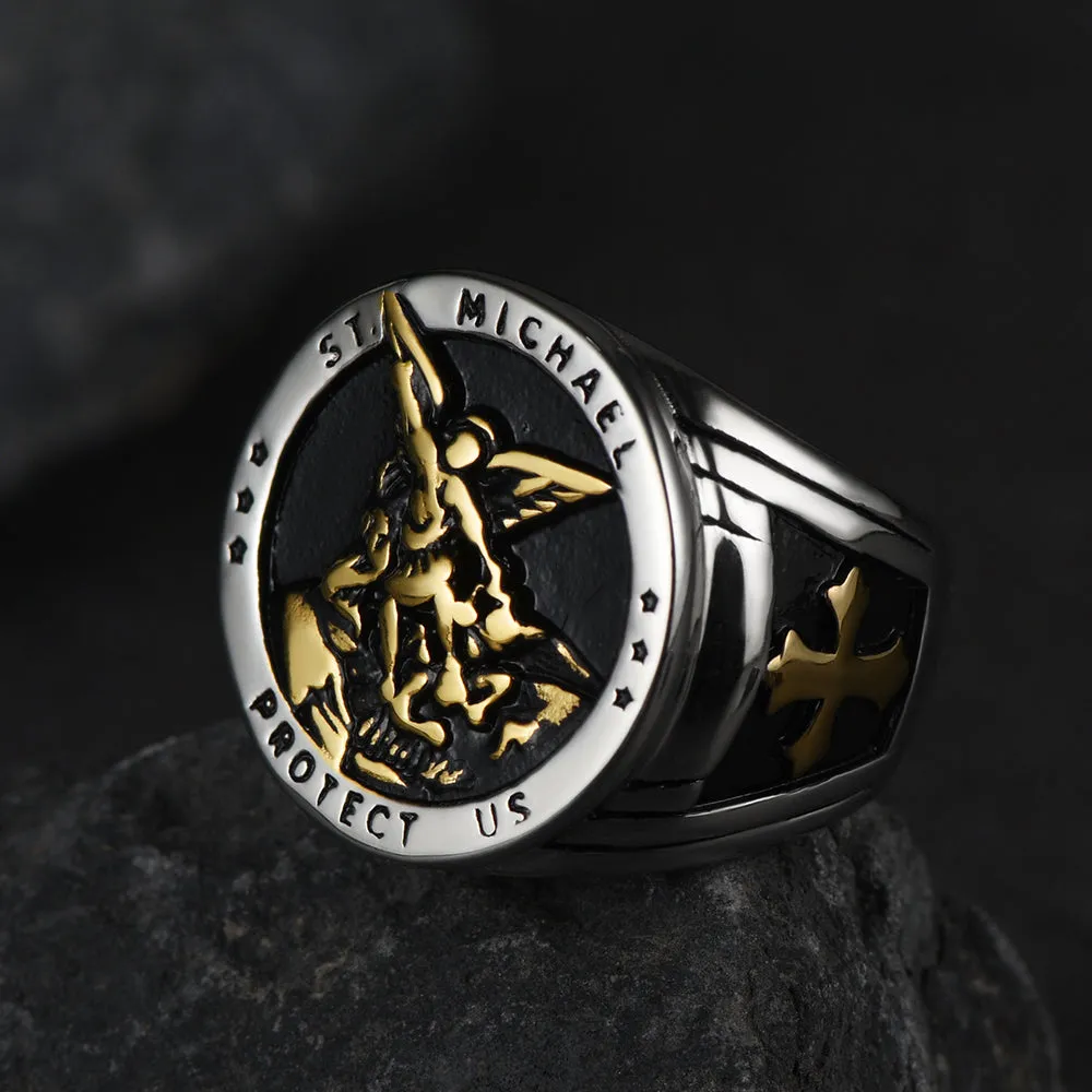 Flash Sale Archangel Saint Michael Protect US Ring for Men