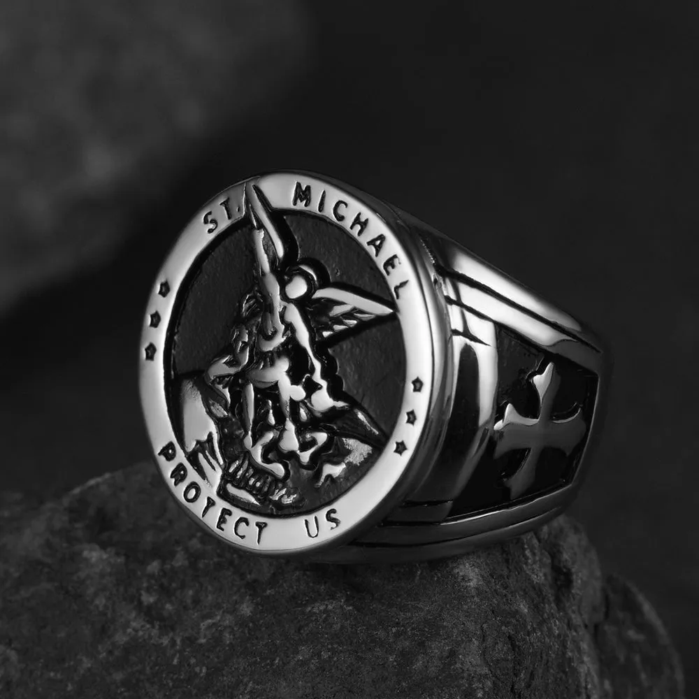 Flash Sale Archangel Saint Michael Protect US Ring for Men