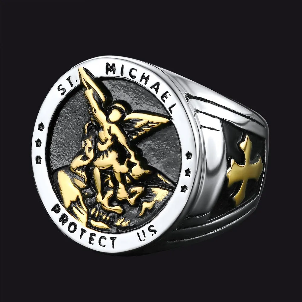 Flash Sale Archangel Saint Michael Protect US Ring for Men