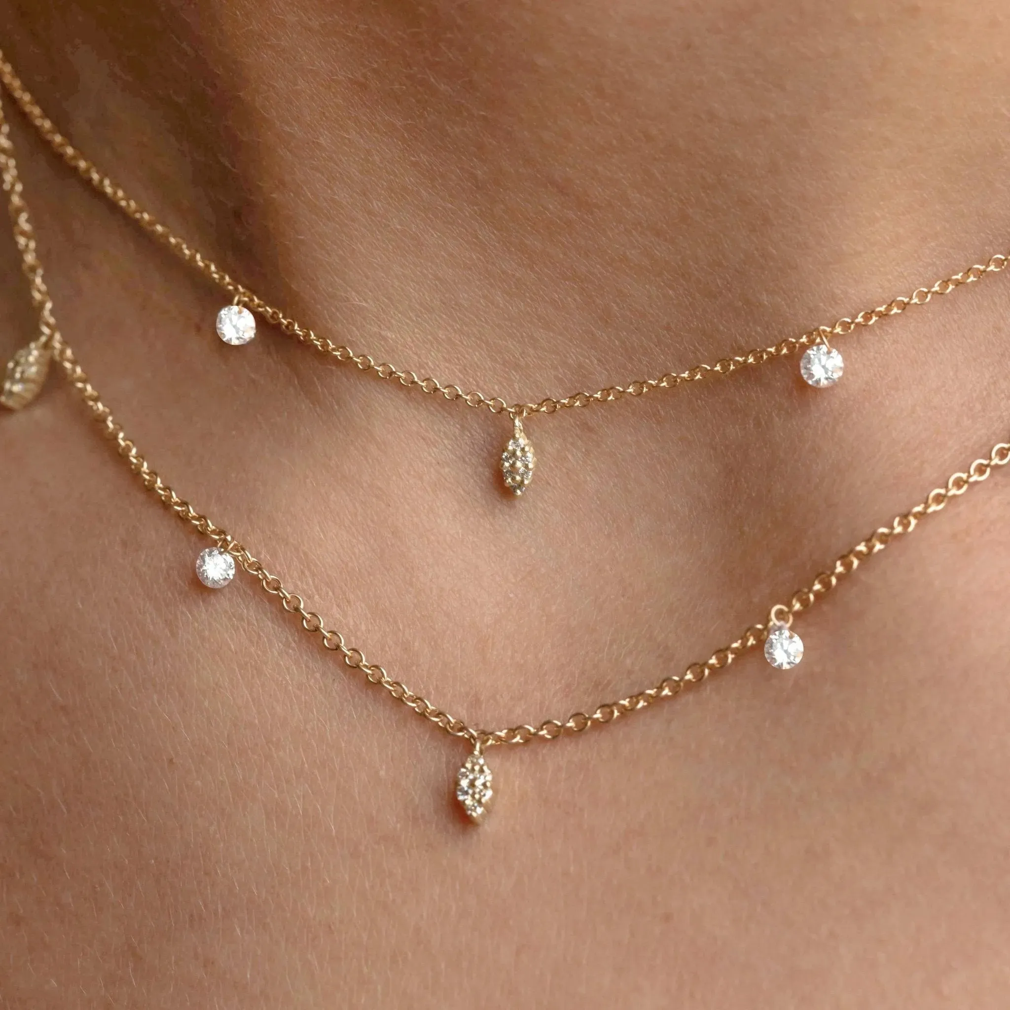Floating Diamond Charm Necklace