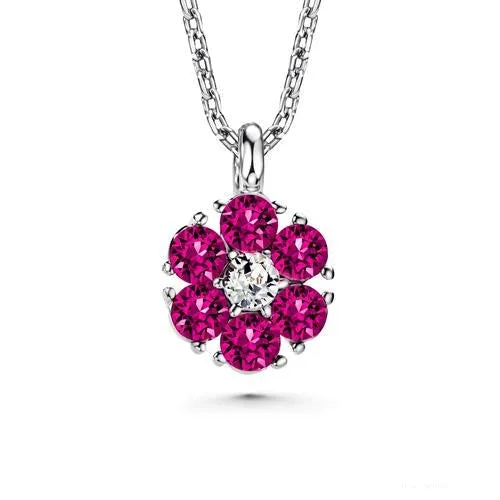 Flower Birthstone Necklace (12 Colours)
