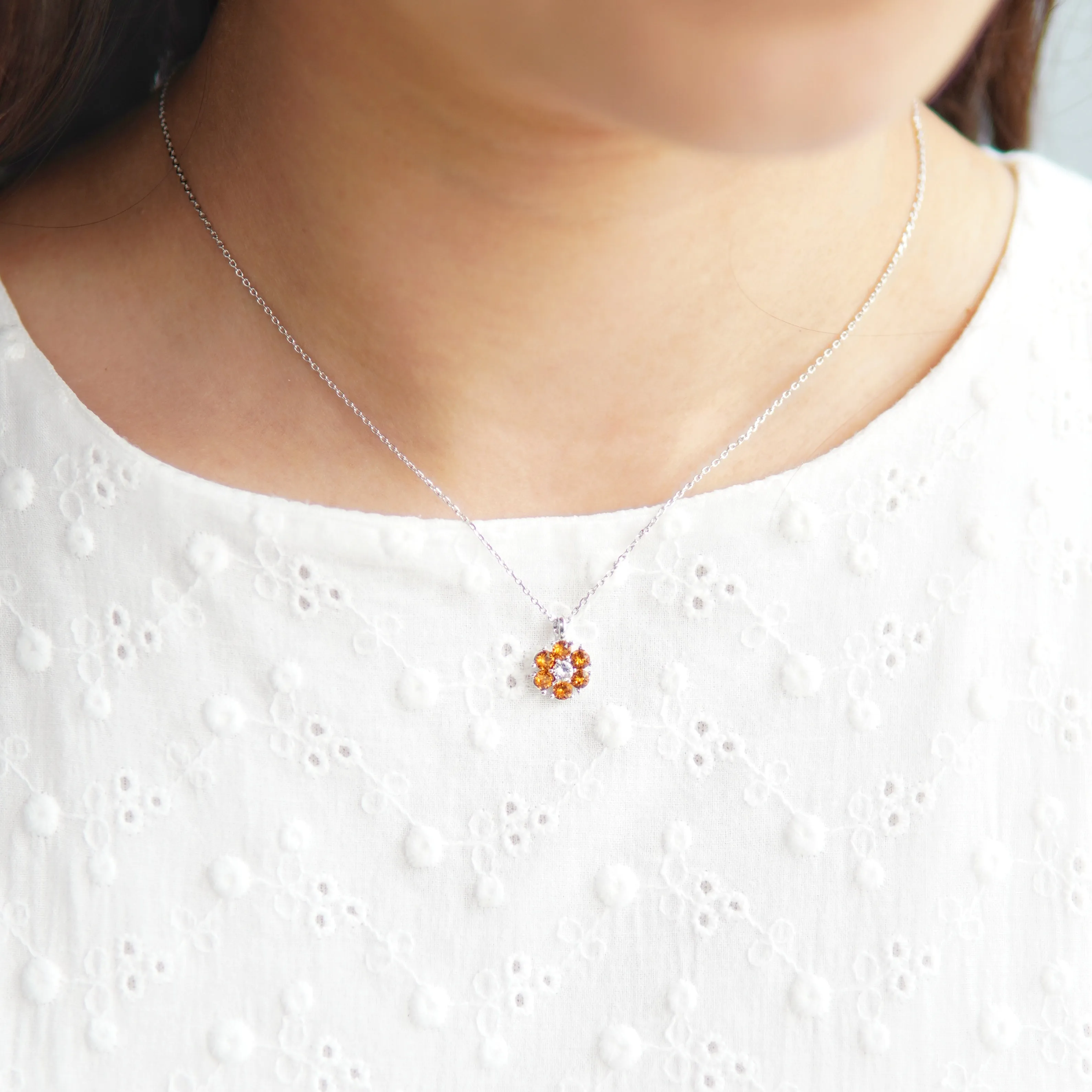 Flower Birthstone Necklace (12 Colours)