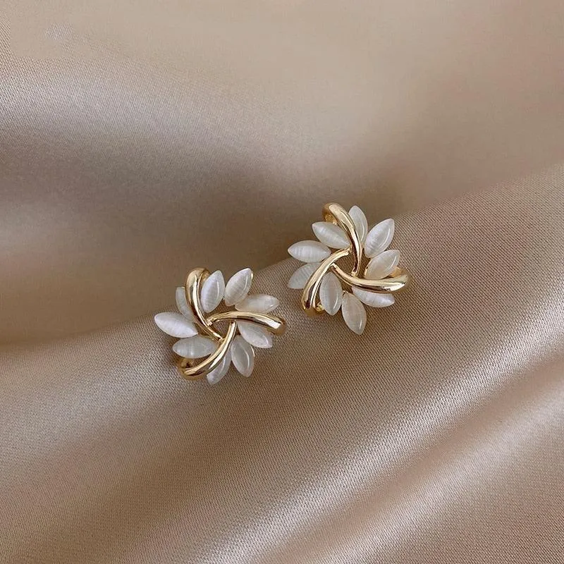 Flower Shape Opals Earring