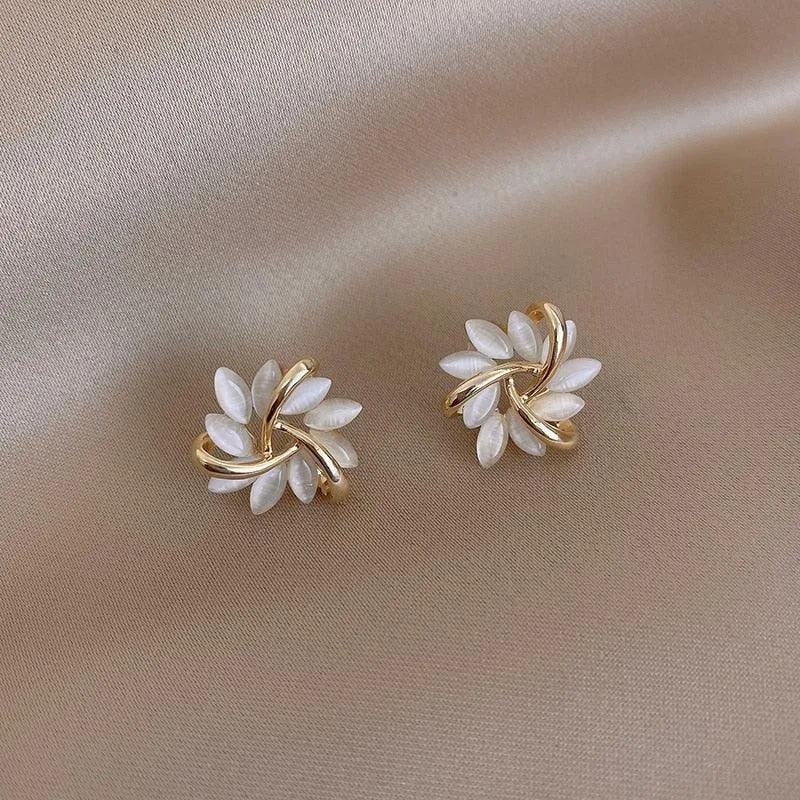 Flower Shape Opals Earring
