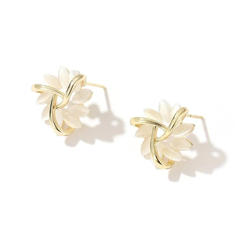 Flower Shape Opals Earring