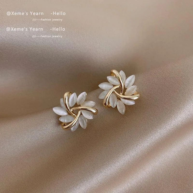 Flower Shape Opals Earring