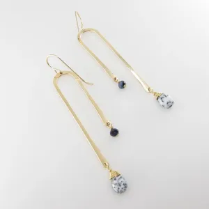 Forged Asymmetrical Arch Earring with Dendrite Opal
