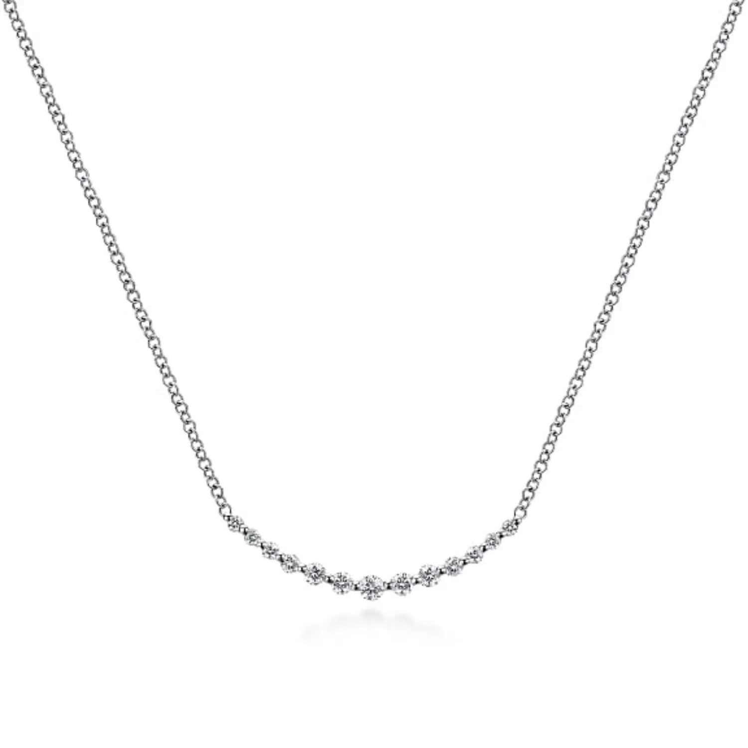 Gabriel & Co. "Indulgence" Graduating Diamond Curved Bar Necklace