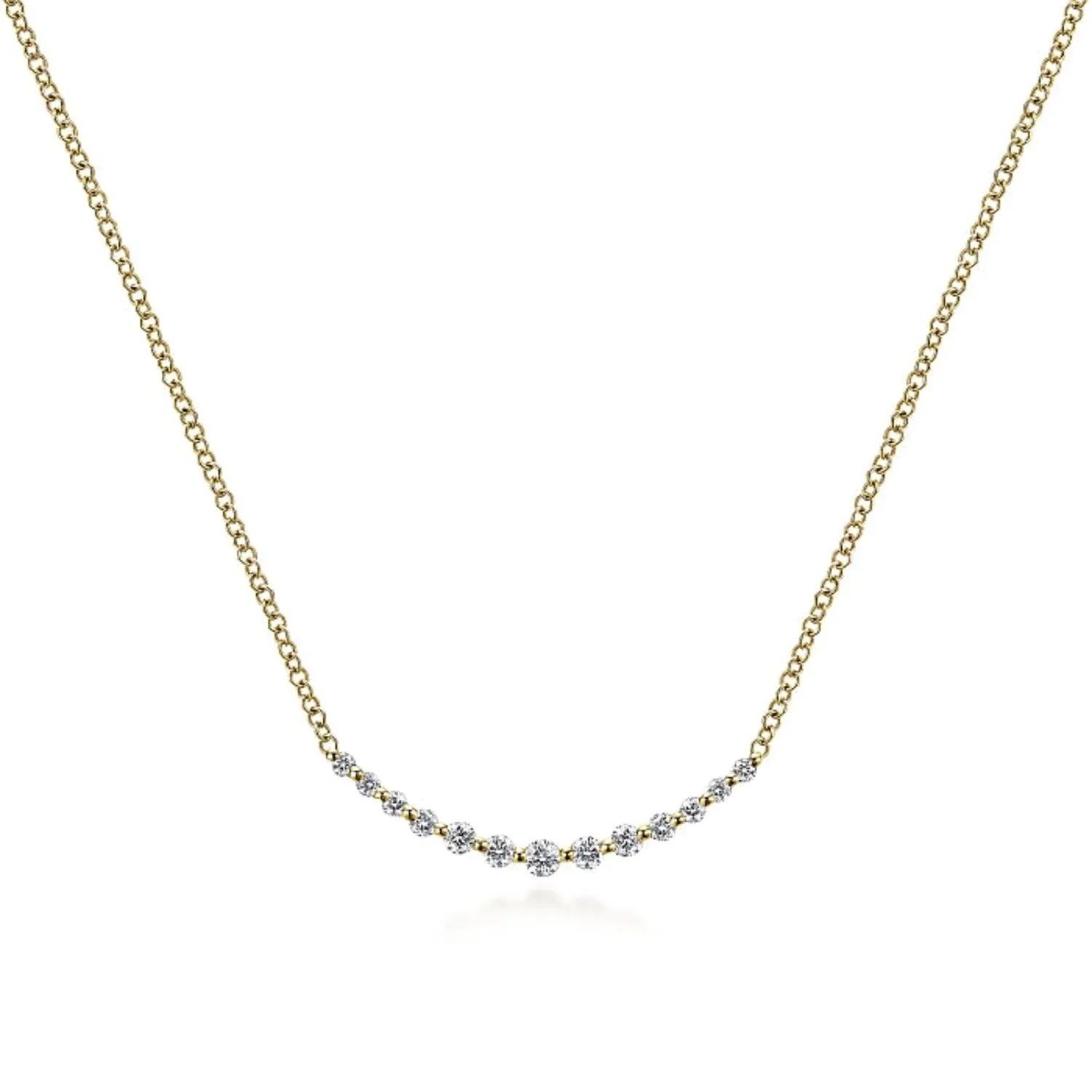 Gabriel & Co. "Indulgence" Graduating Diamond Curved Bar Necklace