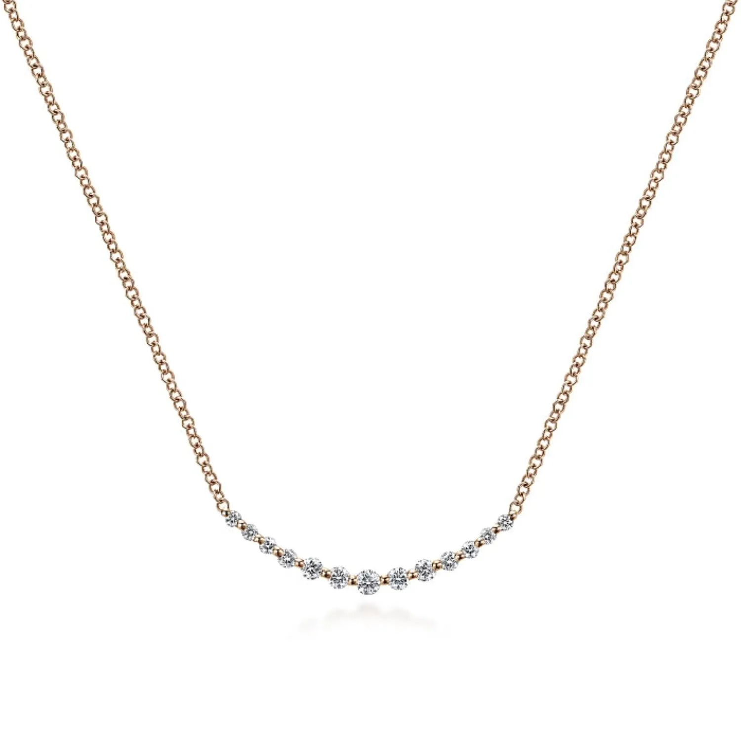 Gabriel & Co. "Indulgence" Graduating Diamond Curved Bar Necklace
