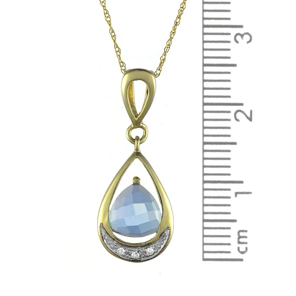 Gelb 9ct Gold 1.40ct Natürlich Topas & 1.2pt Brillant Klassisch Anhänger mit Kette