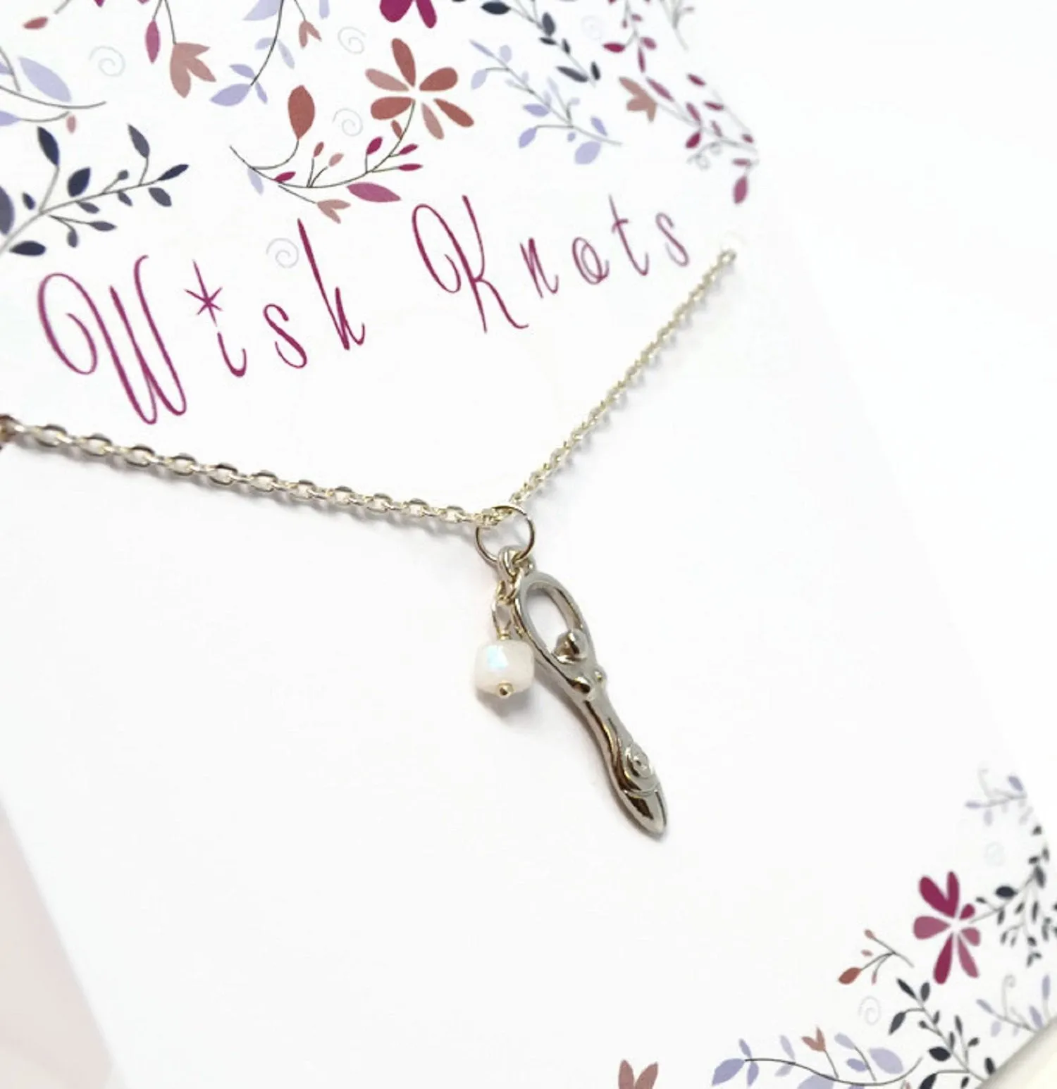 Genuine Rainbow Moonstone Fertility Goddess Necklace - Choose Length.