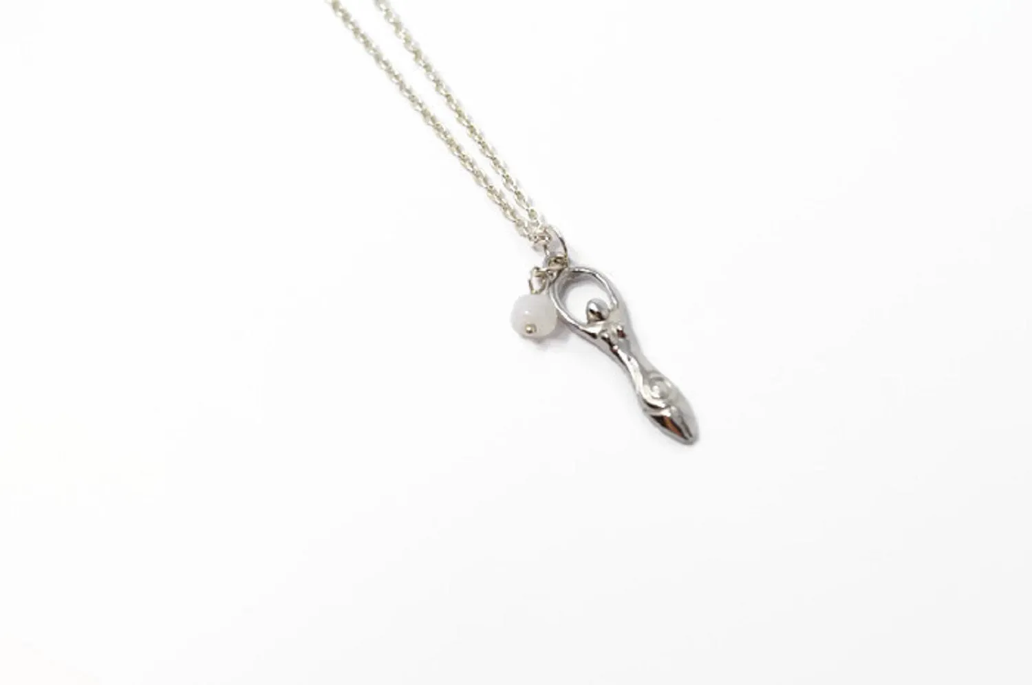 Genuine Rainbow Moonstone Fertility Goddess Necklace - Choose Length.