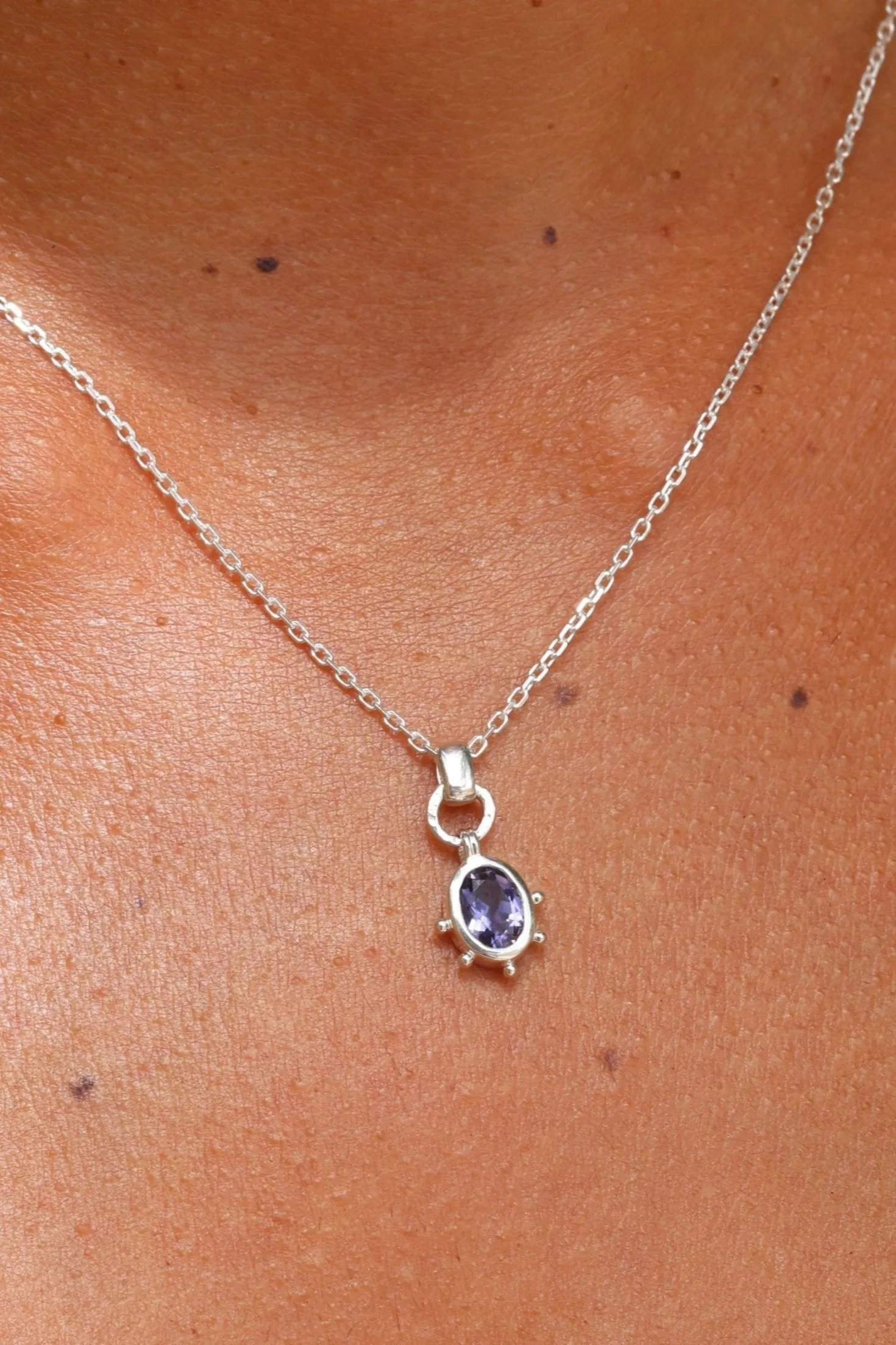 Gia Iolite Silver Necklace