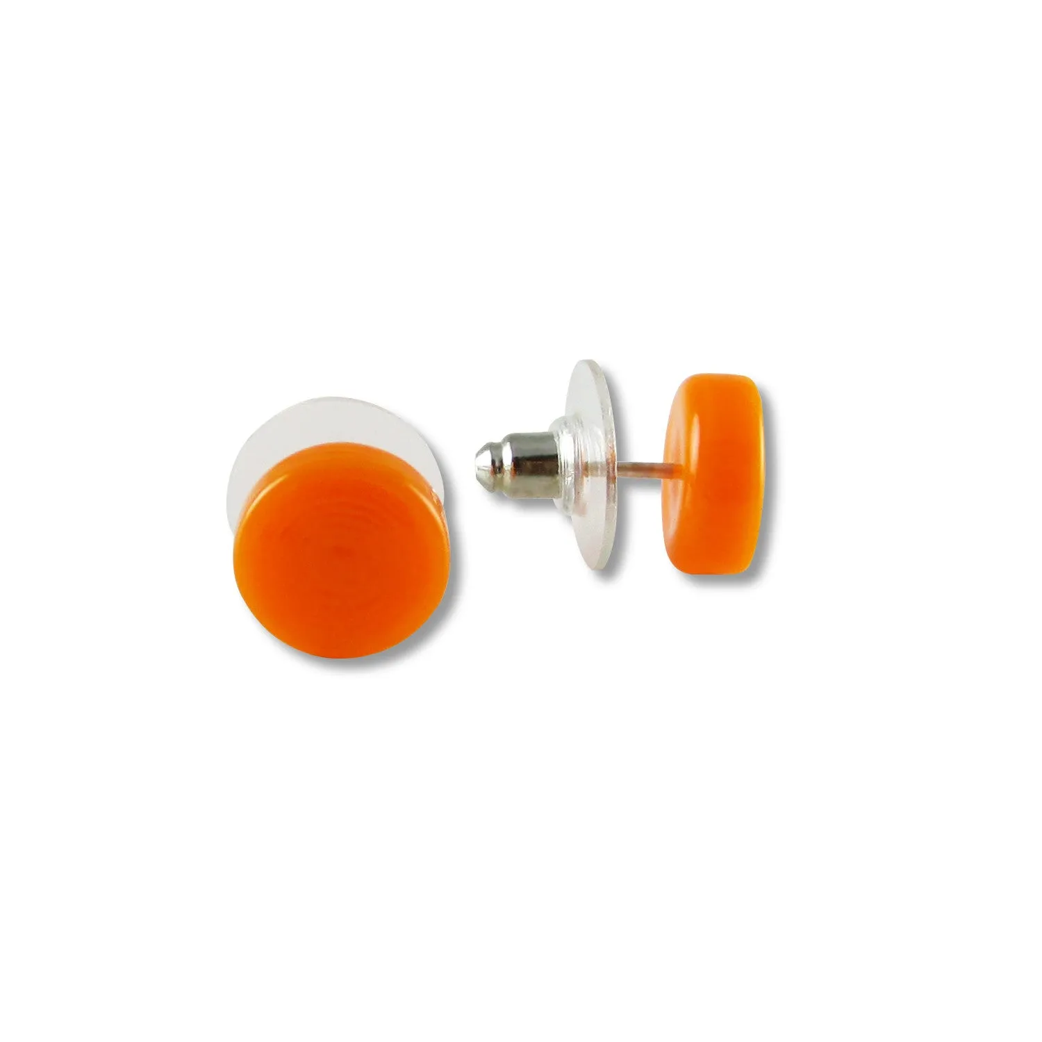 Glass Circle Studs - Orange