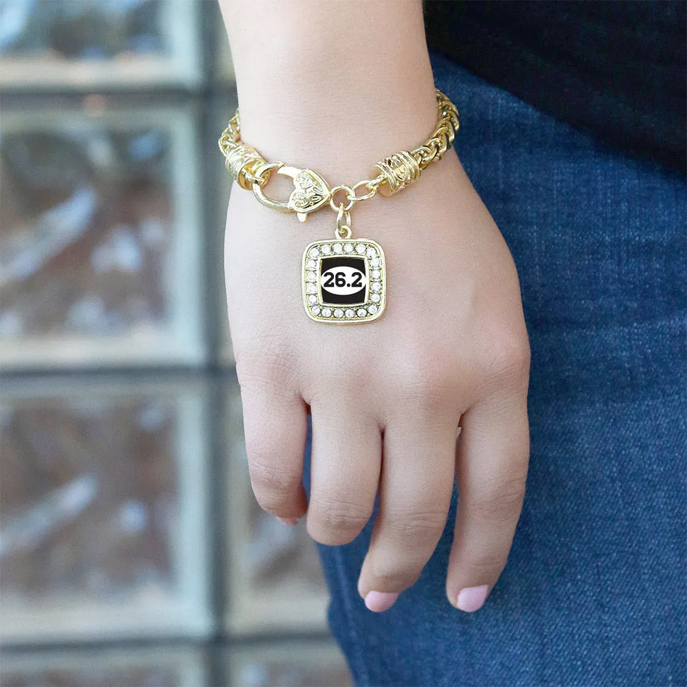 Gold 26.2 Runners Square Charm Braided Bracelet