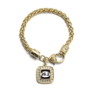 Gold 26.2 Runners Square Charm Braided Bracelet