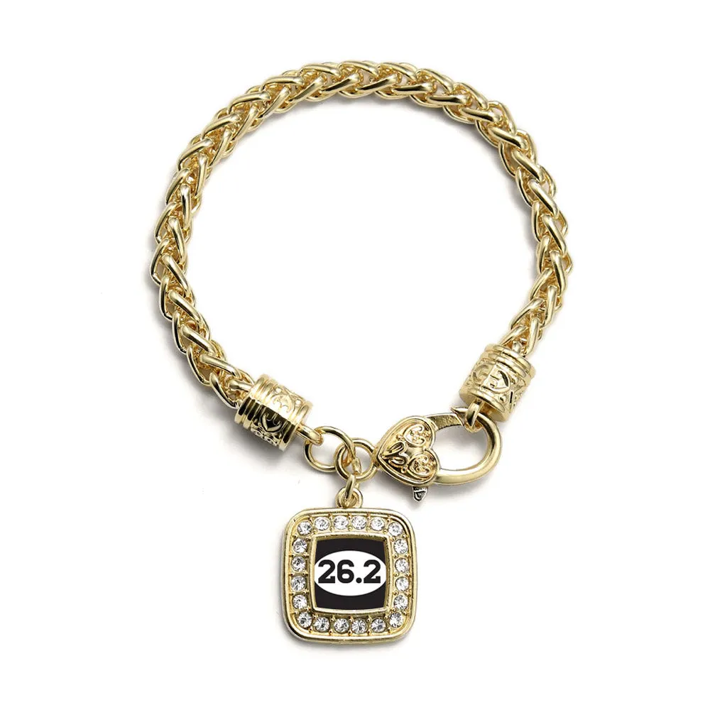 Gold 26.2 Runners Square Charm Braided Bracelet